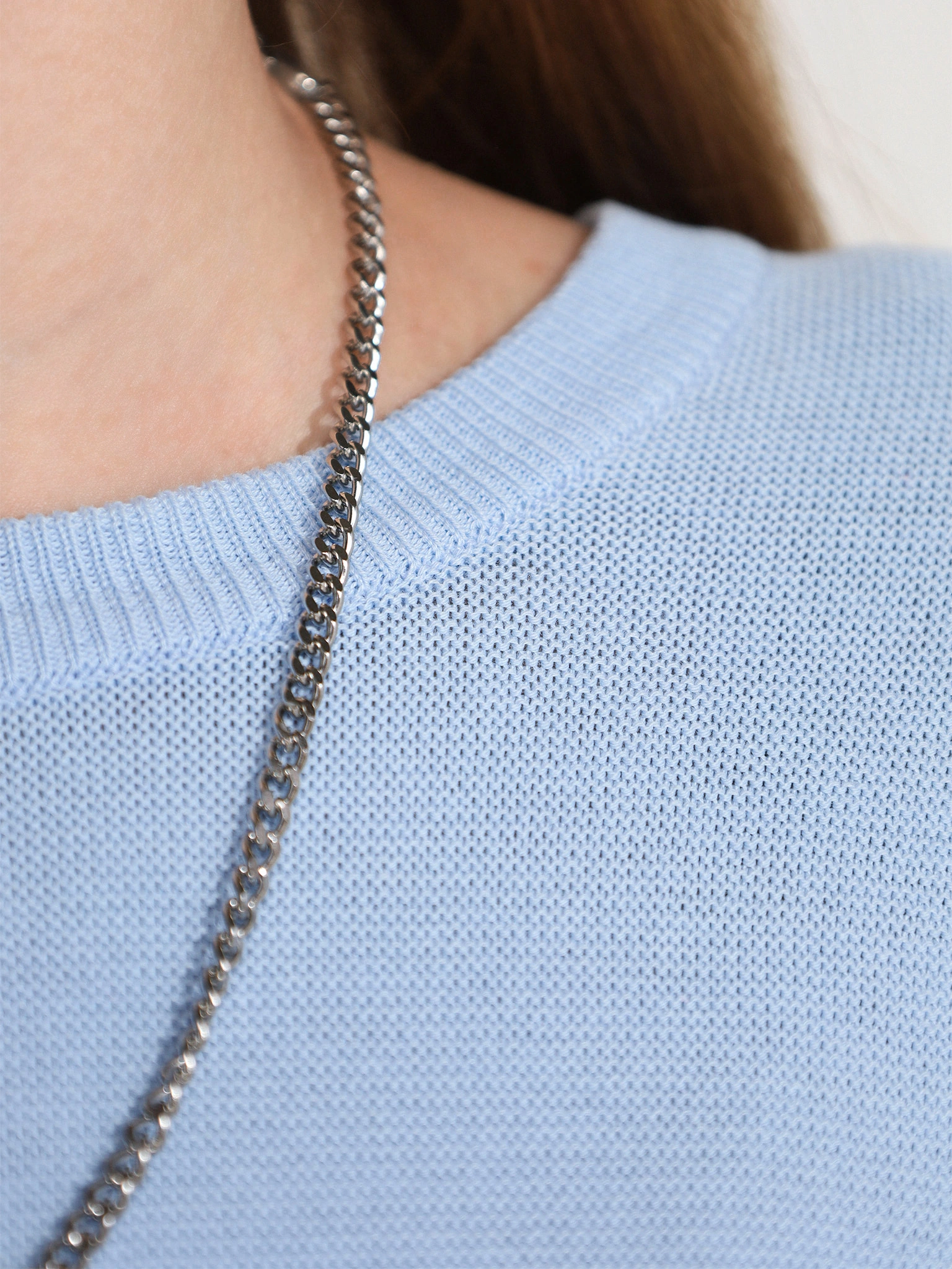 Пуловер голубого цвета из хлопка